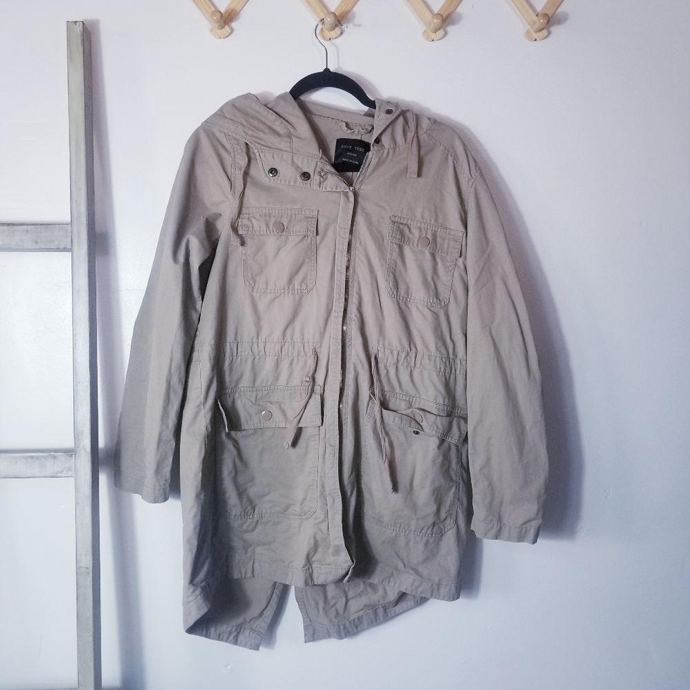 LOVE TREE WOMEN'S TAN UTILITY JACKET SIZE MEDIUM